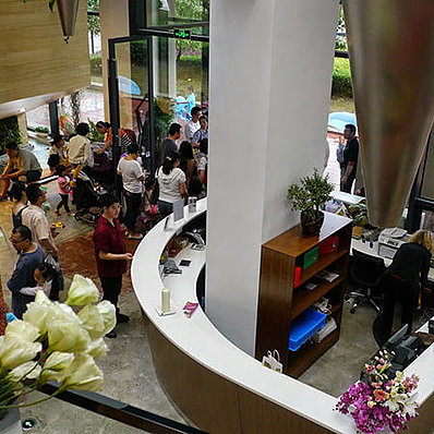 The reception desk at Zotter Shanghai