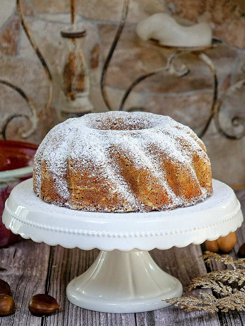 Glutenfreier Maronikuchen mit Zotter Choco Walnuss-Nougat