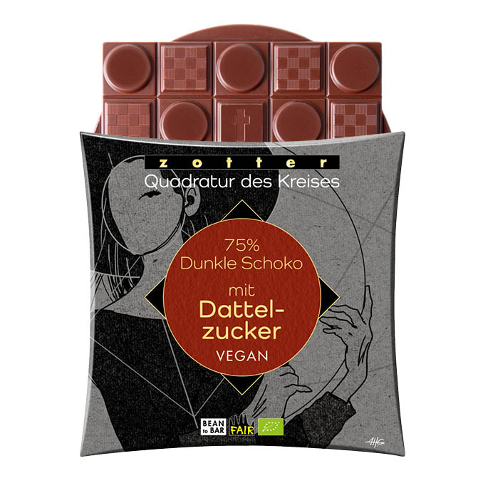 75% Dunkle Schoko mit Dattelzucker